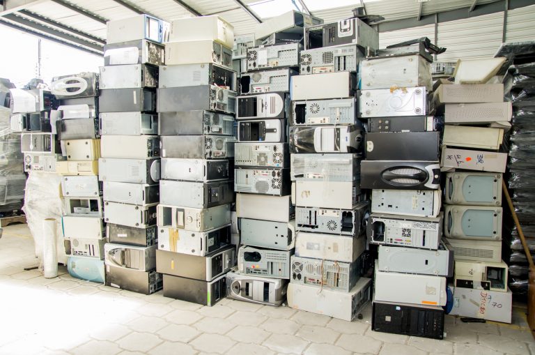 pile of old computers for disposal